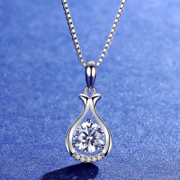 【米蘭精品】現貨+預購 莫桑鑽項鍊925純銀吊墜(1ct水滴優雅鎖骨鍊情人節生日禮物女飾品2色73yk85)