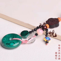 孔雀石平安扣吊墜項鏈 鑰匙扣 吉祥扣項鏈男女款項墜水晶飾品