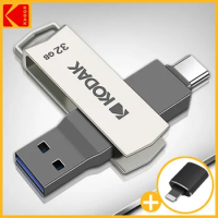 100%Original Kodak Type-C Pendrive 2in1 USB Flash Drives 32GB 64GB 128GB 256GB USB3.2 Memory Stick Pen Drive with iPhone Adapter