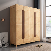 北歐實木衣柜4門1.8米家用臥室柜子經濟型簡易大衣櫥