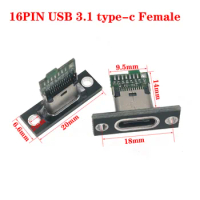 TYPE C USB3.1 panel installation charging female socket 16PIN test PCB board socket adapter used for data cable transmission DIY