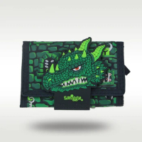 Australia Smiggle Original Children's Wallet Cute Boys Card Holder Three Fold Bags Green Primitive Dragon 5 Inches