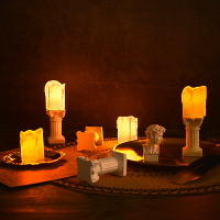 電子燈羅馬燭臺復古仿真蠟燭谷美擺拍照相攝影道具做舊裝飾小擺件