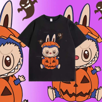 เสื้อ Halloween วันฮาโลวีน   พิมพ์ลาย ลาบูบู้ Labubu T-shirt ผ้าฝ้ายแท้ 100%