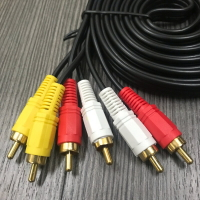 鍍金AV端子三色六插頭音頻視訊3RCA連結線 黃白紅影像3對3蓮花線 1.5米-3米長