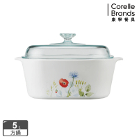 【CorelleBrands 康寧餐具】5L方型康寧鍋-花漾彩繪