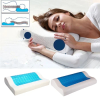 Contour Memory Foam Pillow with Cooling Gel Neck Support Cushion Bed Pillow 50x30x10CM