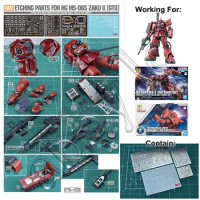 for HG 1/144 MS-06S Zaku II Red Comet ver MS-06C-6 The Origin Type C-6/R6 AW9 Metal Detail Parts Etched Sheet with Decal S022
