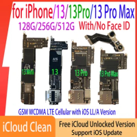 Free ID Motherboard For iPhone 13 Pro Max with Face ID 128gb 256gb Mainboard Unlocked Cleaned iCloud Fully Tested Logic Board