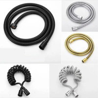 Black Shower Hose Stainless Steel Explosion-proof Hose Universal Extension Hand Spray Pipe Connector Spring Tube Bidet Accessory
