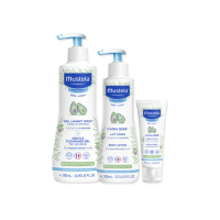 【Mustela 慕之恬廊】慕之幼 初生寶寶全護組(多慕雙潔乳500ml+爽身潤膚乳300ml+潤面乳霜40m)