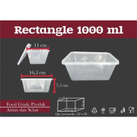Thinwall Rectangle 1000Ml / Kotak Makan Plastik 1000Ml Rectangle / Box Pasti Ori