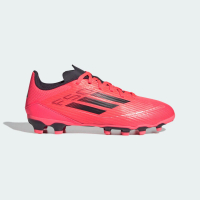 【adidas 愛迪達】F50 League MG J 大童 足球鞋 運動鞋 室外 膠釘 螢光紅 黑(IF1371)