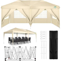 10x20 Pop up Canopy Tent with 6 Sidewalls Waterproof Portable Canopy 10x20 Ez up Instant Shelter Tent for Parties Wedding
