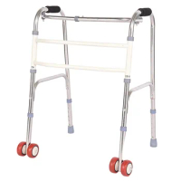 Stainless Steel Walker With Wheels Foldable Disabled Elderly Crutches Walker Twist Walker Rehabilitation Training Help Walking