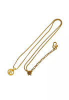 Dior 二手迪奧鍍金CD標誌吊墜項鍊