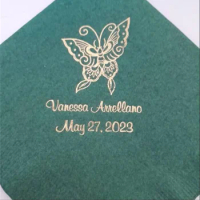 50PCS Custom Quinceanera napkins birthday napkins Mis Quince Mis Quince Anos personalized napkins butterfly design