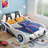 日月和兒童床男孩汽車床 兒童房小床實木單人床帶護欄 兒童賽車床