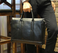 FINDSENSE Z1 韓國 時尚 潮 男 皮質 黑色 橫款 商務公事包 單肩包 手提包 單肩包 側背包 斜背包