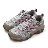 【女】LOTTO 專業多功能防水戶外踏青健行登山鞋 REX ULTRA系列 灰紫紅 3808