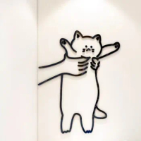 Kawaii Cat 3D Sticker Cartoon DIY Love Cat Acrylic Wall Sticker Room Decoration Wallpaper Funny Animal Mirror Surface Stickers
