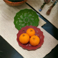 LJR 2 lusin Piring Rotan Plastik MOTIF BUNGA matahari diameter 21 cm