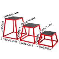 VEVOR Plyometric Platform Box Set Fitness Exercise Jump Box Step Plyometric Box Jump for Exercise Fit Training (12/18/24/Red)