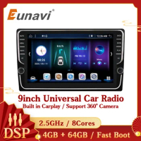 Eunavi 8 9 Inch Android 10 Car Radio Stereo Multimedia Video Player Universal 2 Din GPS Navigation Autoradio Carplay DSP 2DIN
