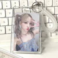 Acrylic Photocard Holder Kpop Idol Card Holder Transparent Photo Sleeves Portable ID Bus Card Protector Pendant Keychain