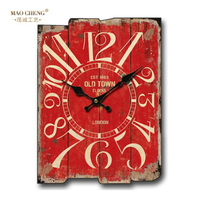 掛鐘產品定制裝飾掛鐘 壁掛復古時鐘 方形墻貼鐘表