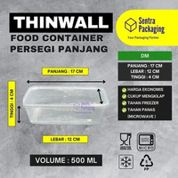 DM Kotak Makan Plastik 500ml DUS / Thinwall Rectangle / Food Container - DM / DEE MAK - DUS