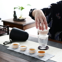 晟窯玲瓏快客杯一壺四杯旅行茶具套裝便攜式包隨身茶壺泡茶杯日式