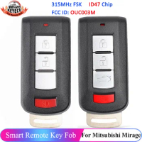 KEYECU Keyless 315MHz ID47 Chip For Mitsubishi Mirage 2013 2014 2015 2016 2017 2018 2019 2020 OUC003M Key Remote Smart Fob