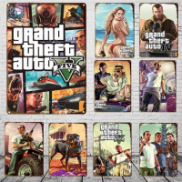 Gta 5 Game Metal Tin Sign Poster Home Decor Retro Big KraftpaperStyle Wall Posters Vintage Internet Cafe Bar Game Room Decor