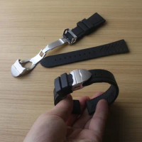 Watchband Black Silicone Rubber Straight end Quality Watch STRAP Band For Tudor 20mm 22mm with folding deployment buckle men new