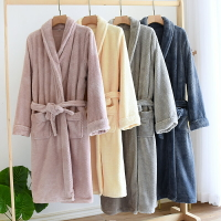睡袍女秋冬季睡衣珊瑚絨加絨保暖法蘭絨情侶家居服晨袍長款男浴袍 雙11全館免運