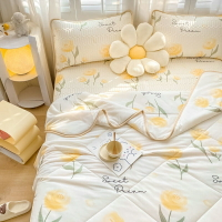 北歐ins風乳膠床包四件組 涼感絲空調被 涼被 可機洗 涼感冰絲 床包 涼墊 乳膠床包 床包組 雙人床包 單人床包 枕套