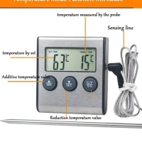 Professional Digital Kitchen Thermomete Cooking Meat Food Thermometers with Alam,Timer 304 Stainless Steel Probe for BBQ,Liquids