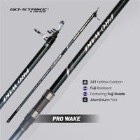 Joran Pancing Gostrike Pro Wake Surf Rod – 24T Hollow Carbon, Fuji Guide Max Drag 25KG + Paralon 390