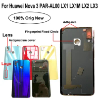 100% Orig New For Huawei Nova 3 PAR-AL00 PAR-LX1 PAR-LX1M PAR-LX2 PAR-LX3 Glass Rear Back Door Housing Battery Door Cover