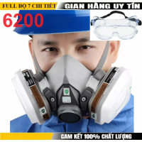 Mặt nạ phòng độc 6200 -2 Phin Lọc 6001CN - 2 Nắp Nhựa - 2 Bông Lọc 5N11CN