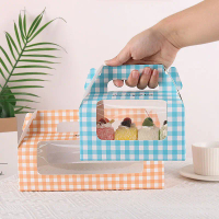 Box Gable Kotak-Kotak Box Kue Cake Tenteng Motif Dus Kue Korea