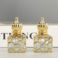 10ml Cube Gold Perfume Bottle Gold Glass Bottle Empty Cosmetic Container Travel Portable Nebulizer Dispenser Bottle