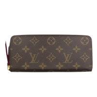 【二手名牌BRAND OFF】LOUIS VUITTON LV 路易威登 棕色 原花 帆布 Clemence 拉鏈長夾 M60742