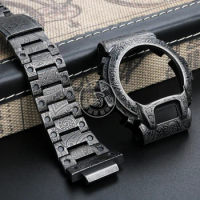 For Casio G-SHOCK refitted metal case strap DW-6600/6900/6903 series refined steel Paisley antique carved strap refitted access