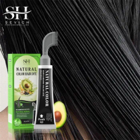 80ML Gray Hair Dye Darkening Shampoo With brush Natural Herbal Hair Dye Shampoo Hair Color Shampoo for Hair Black Coloring Cover