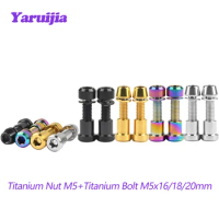 Yaruijia Titanium Nut M5+Titanium Bolt M5x16/18/20mm with Washer Hex Head Screws for 3T Stem Front Forking Lock