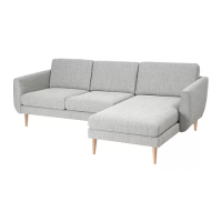 SMEDSTORP 三人座沙發附躺椅, viarp/米色/咖啡色 樺木, 246x94x88 公分