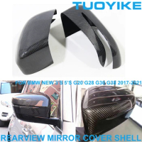 LHD RHD Car Real Dry Carbon Fiber Rearview Side Mirror Cover Cap Shell Trim Sticker For BMW G20 G28 G30 G31 G32 G38 2017-2021