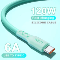 6A 120W USB Type C Cable PD Fast Charging Wire For OPPO Oneplus Huawei P40 P30 Pro Xiaomi Samsung Realme USB C Charger Data Cord
